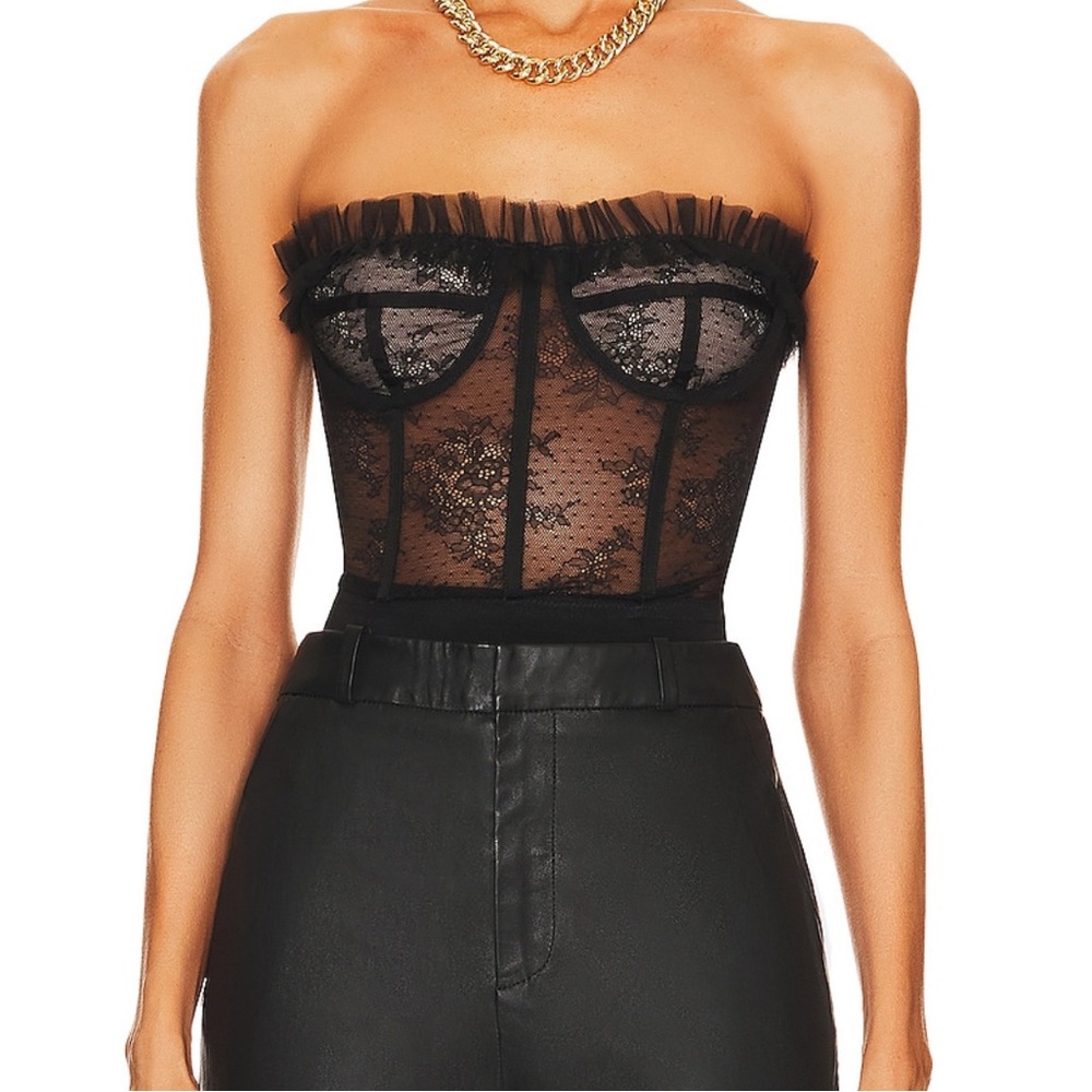 Forever 21 Black Lace Strapless Bodysuit